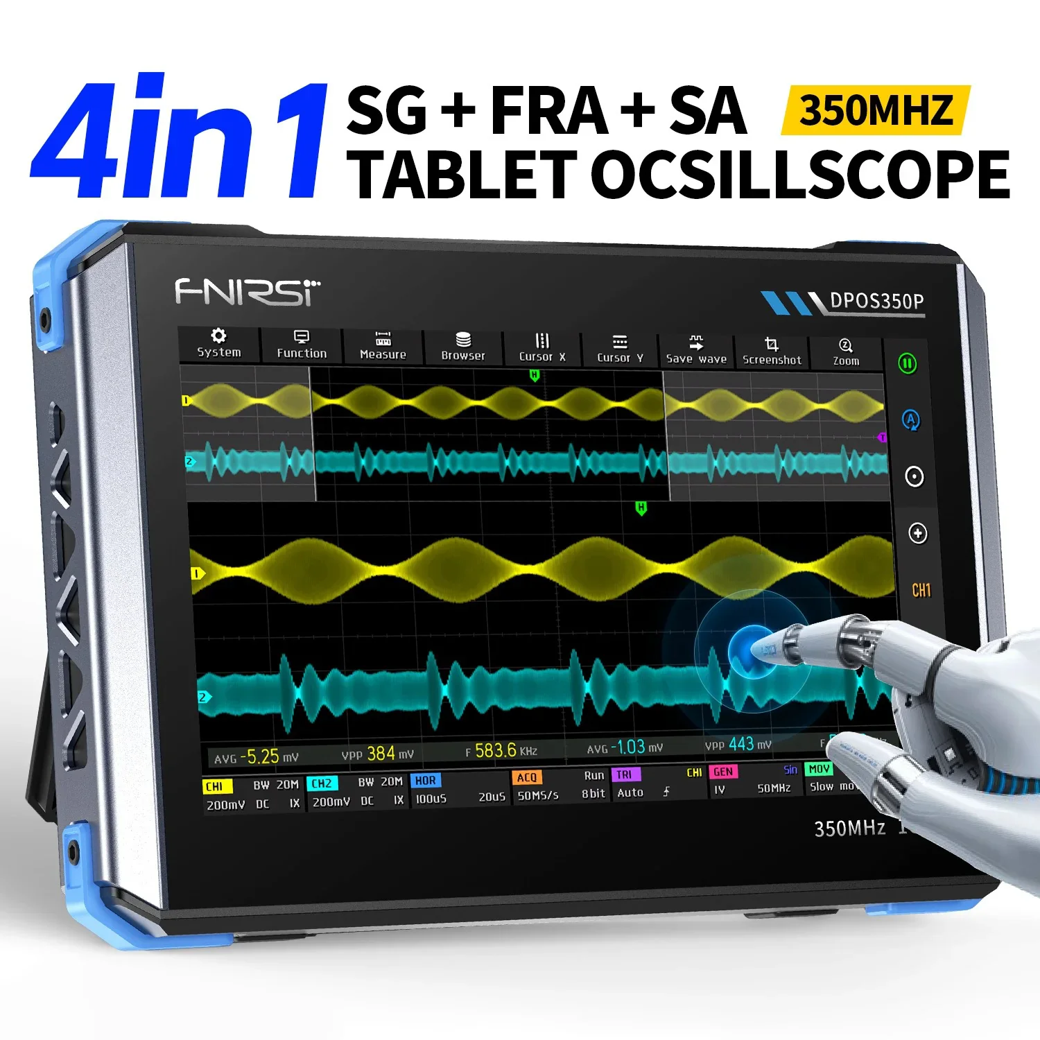 Signal Generator Spectrum Analyzer - FNIRSI DPOS350P Osciloscopio de Tableta 4