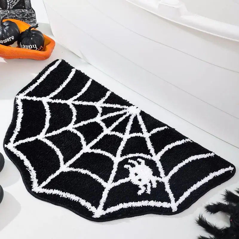 VIKAMA Halloween Imitation Cashmere Bath Mat, Absorbent and Non-Slip Bathroom Rug, Shower and Tub Mat, Home Decor