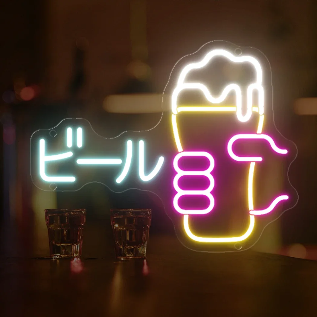 Japanese Beer Neon Sign LED Neon Light For Bar Pub Club Party Restaurant Roon Sign Luminous Hanging Wall Decoration Neon Lights