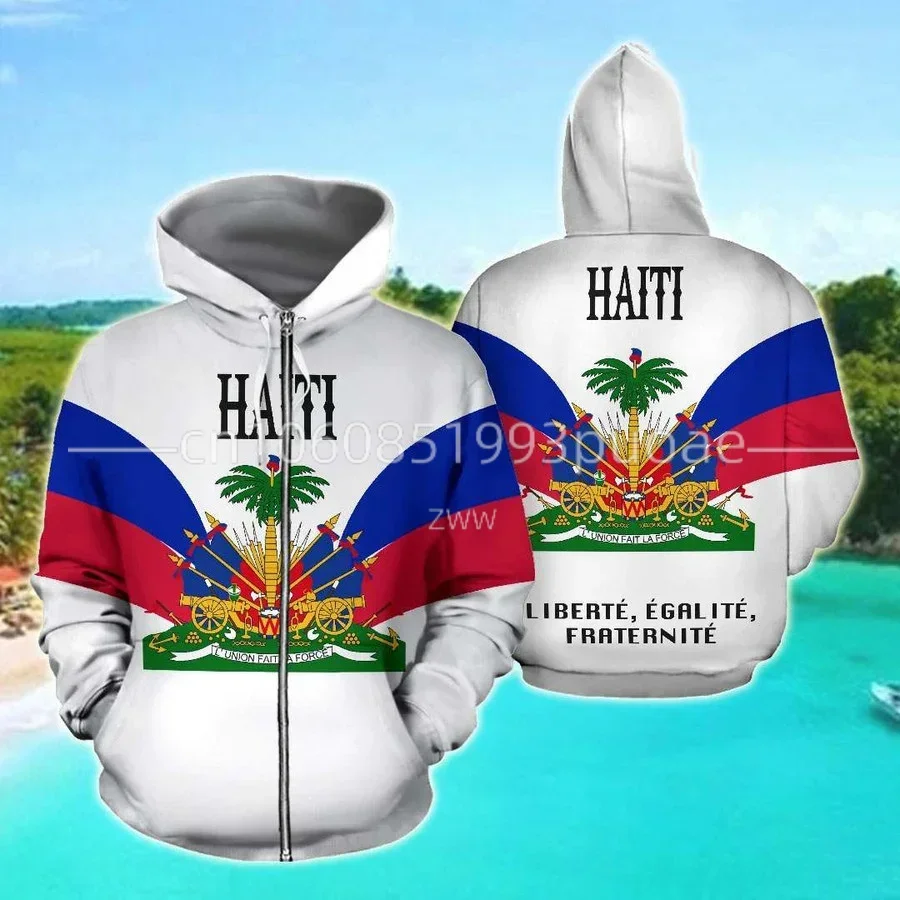 

2024 Country Emblem Flag Caribbean Sea Haiti Island Retro Pullover Men/Women Tracksuit Jacket 3Dprint Streetwear Hoodies