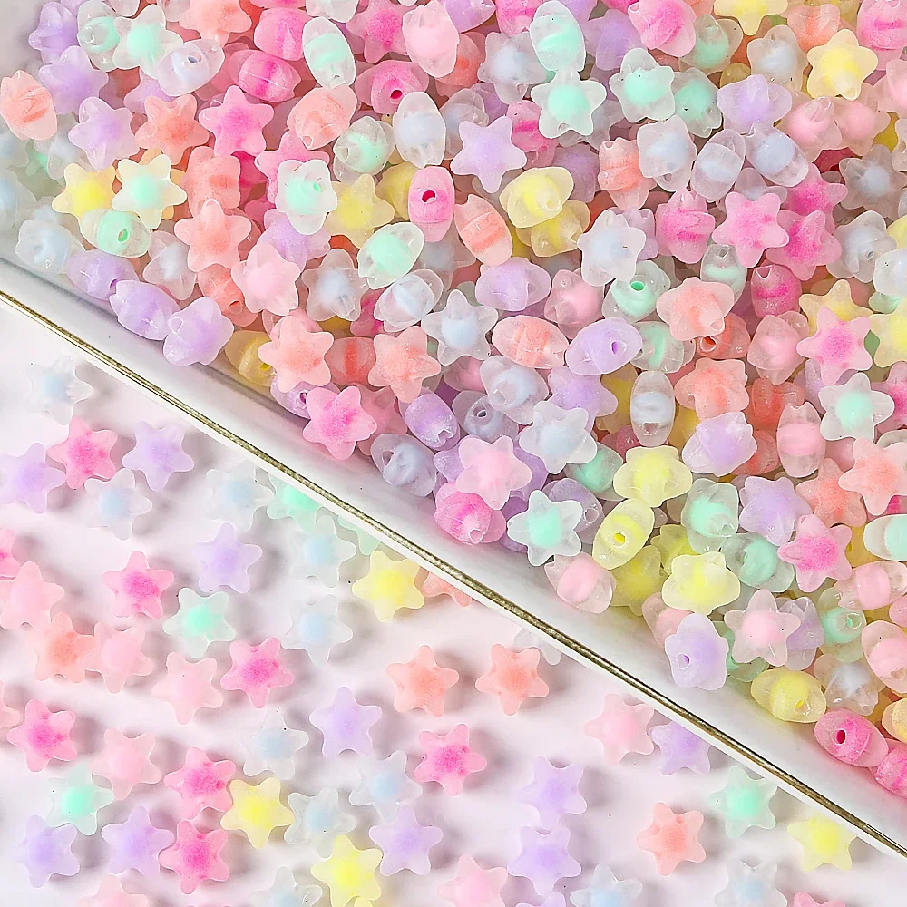 20Pcs  Matte Acrylic Beads  Star Shape Candy Loose Spacer Beads for Jewelry Making DIY Handmade Bracelets Accessories