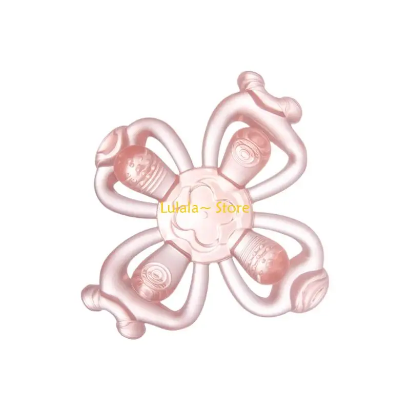 Y4QA Floral Infant Teething Aid Feature Massage Dots Soft Silicone Teether for Newborns Safe Length Easy Cleaning