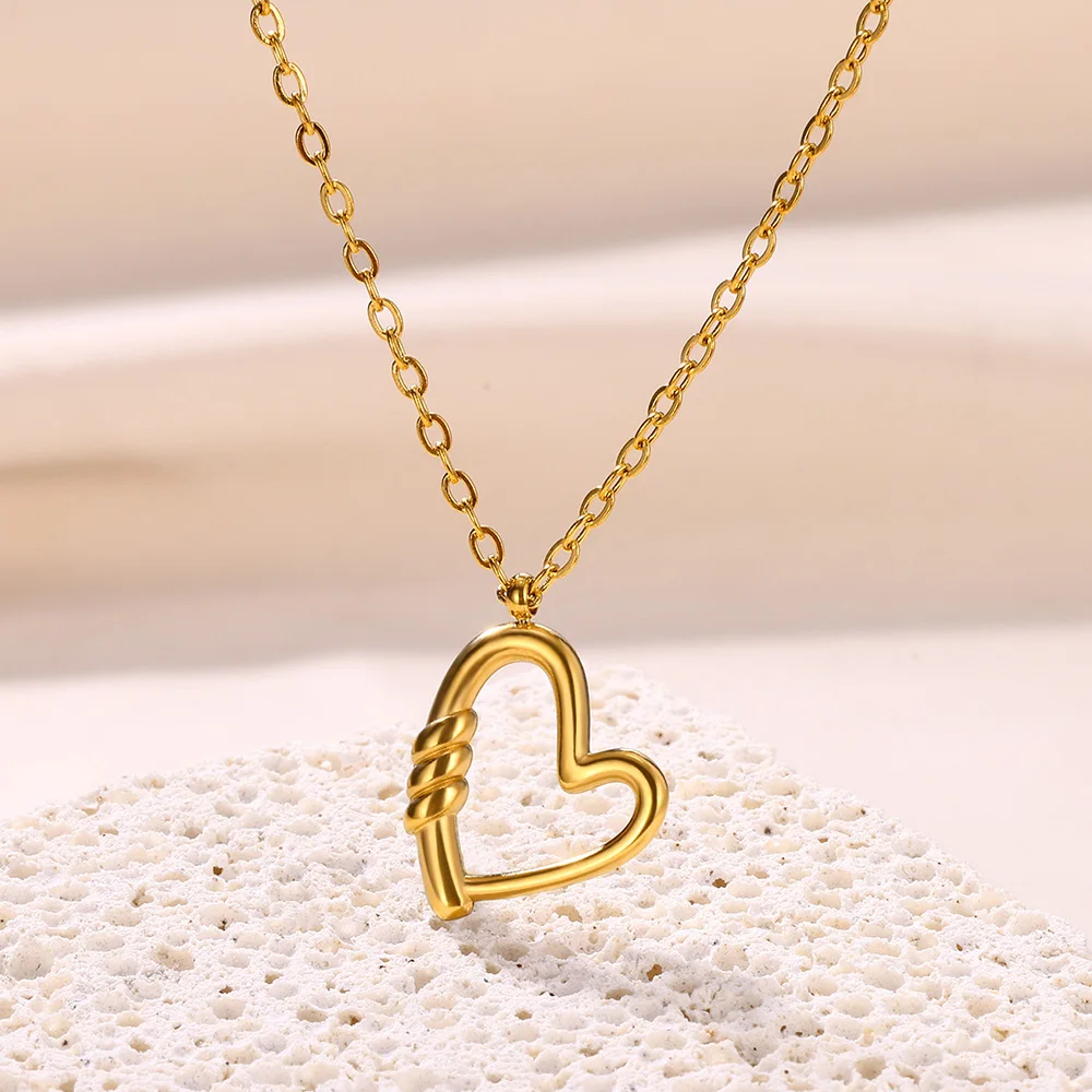 

Unique Knot Side Heart Pendant Stainless Steel Link Chain Necklace For Women Newest Cute Mother Daughter Chain Jewelry Wholesale