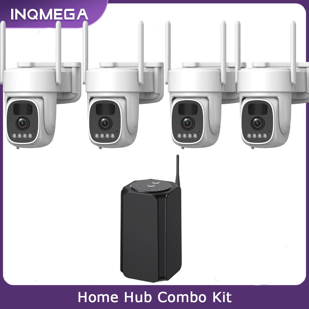 INQMEGA 5MP Wifi Solar Camera Kit Outdoor Wireless Security Surveillance Camera Set Siren Alarm Humanoid Detection Two Way Audio