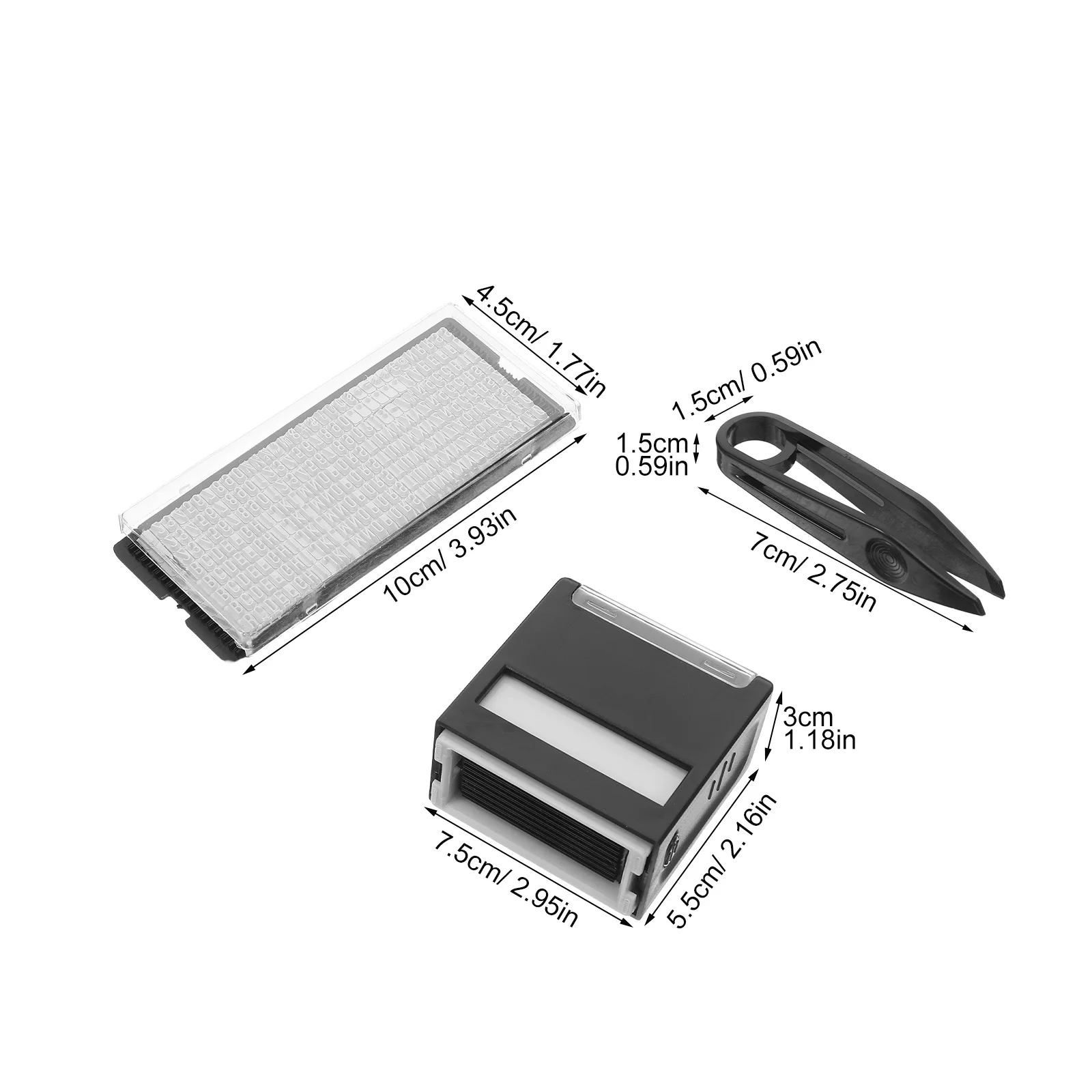 1 Set Office Stamp Kit Abs Self Inking Diy Text Stamp Detachable For Business Address School Crafting Projects With Tweezers