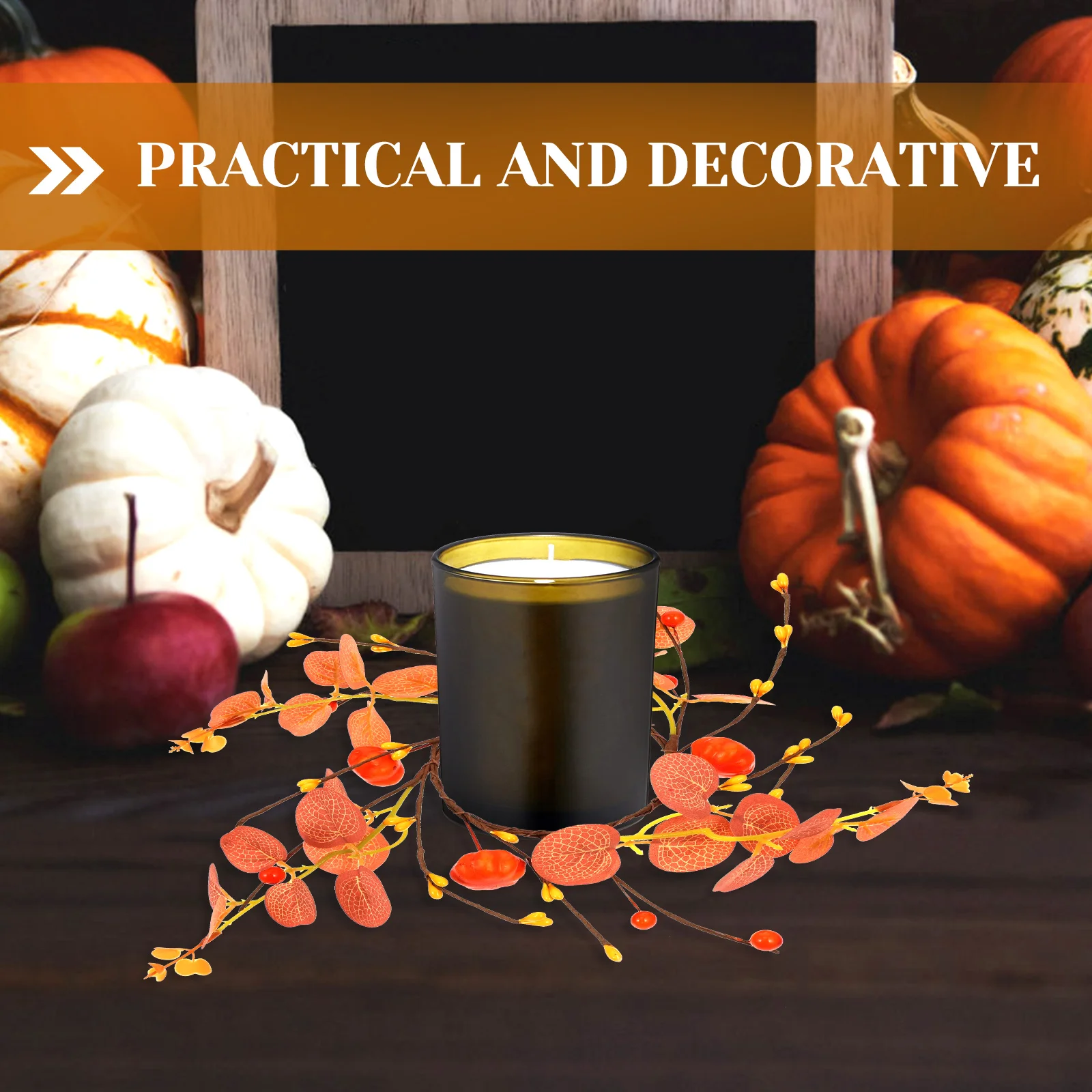 

Fall Ring Artificial Pumpkin Wreath Eucalyptus Leaf Ring Thanksgiving Table Decoration Centerpiece