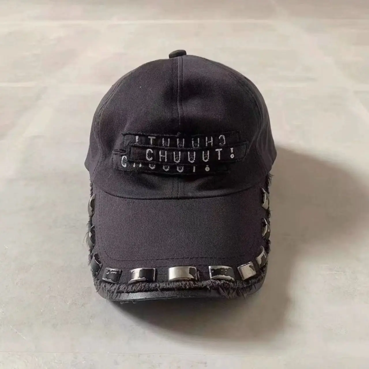 Rivet Baseball Cap Distressed Vintage Duckbill Capwide Eaved Dome Destruction Punk Hiphop Style Wasteland Style Alphabet Canvas