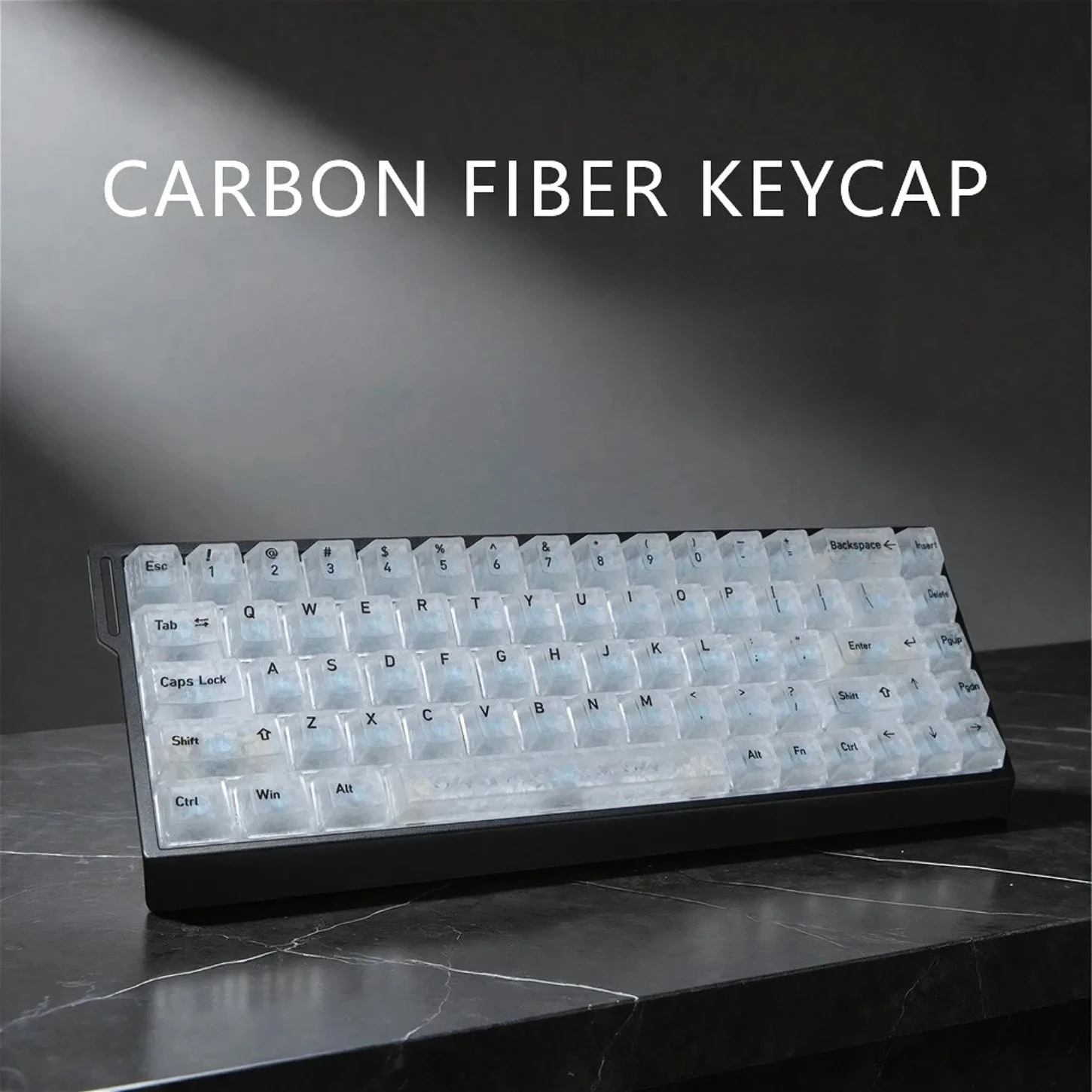 Neue 130+ Tasten Ice Carbon Fiber Keycaps Schwarz Weiß Geschmiedeter Kohlenstoff PC Transluzent Mehrsprachig für Magnetische Mechanische Tastatur