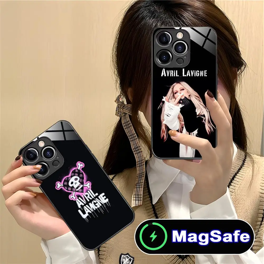 

Avril Lavigne Mobile Phone Case for iPhone 17 16 15 14 13 12 11 Pro Max Plus Mini MagSafe Glass Colour Cover Pretty Cellphones