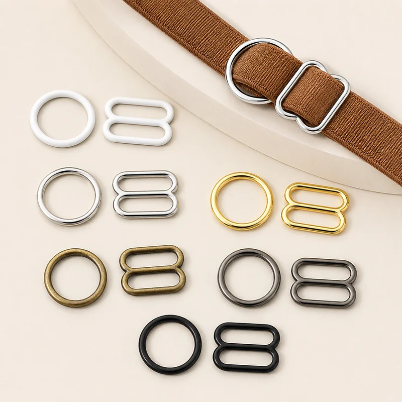 50/100Set 6-20mm Metal Bra Strap O Ring Buckle Underwear Adjuster Slider Clasp for Bikini Hook DIY