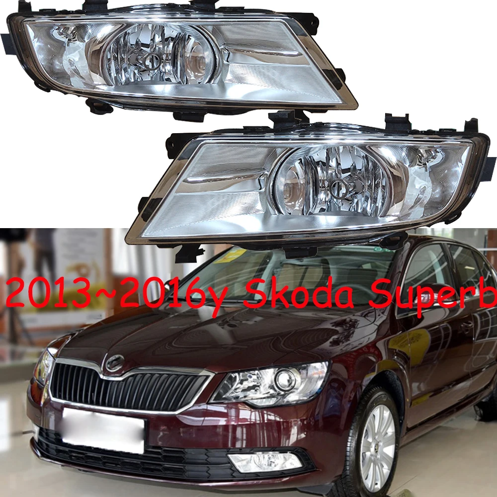 

1pcs car bupmer head light for Skoda Superb lamp headlight no bulb 2013~2016y car accessories fog for skoda Superb headlamp