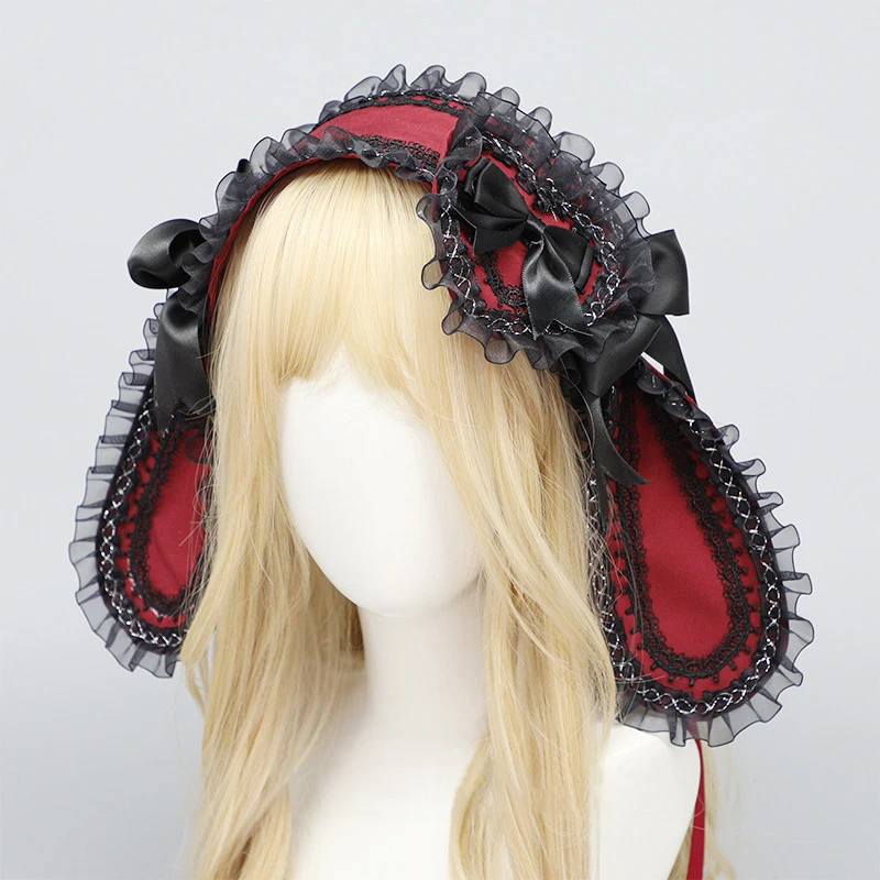 Kawaii Lolita Sauna Band, Cute Rabbit Bow Lop, Girls Fashion Médiateur dress, Black, Red, Pink, Blue Lovely Sauna Wear, Cosplay Accessory