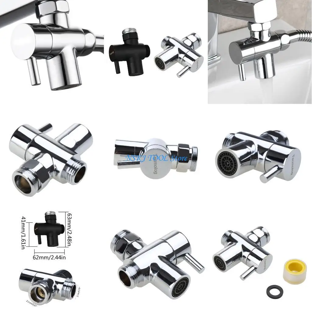 

L8RC Water Tap Black Chrome Plated Separator Dual-use Double Water 1 Into 2 Out