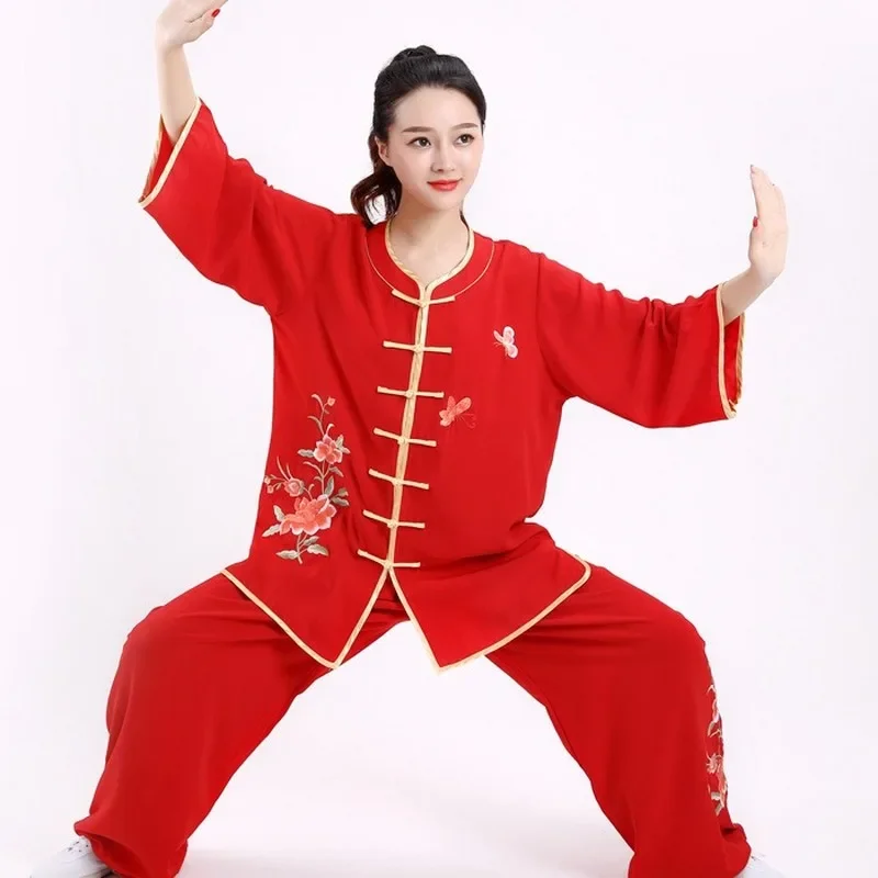 Martial Arts Clothing Wushu Suits High Quality Embroidery Flower Taiji Kung Fu Uniforms Tai Chi Suit