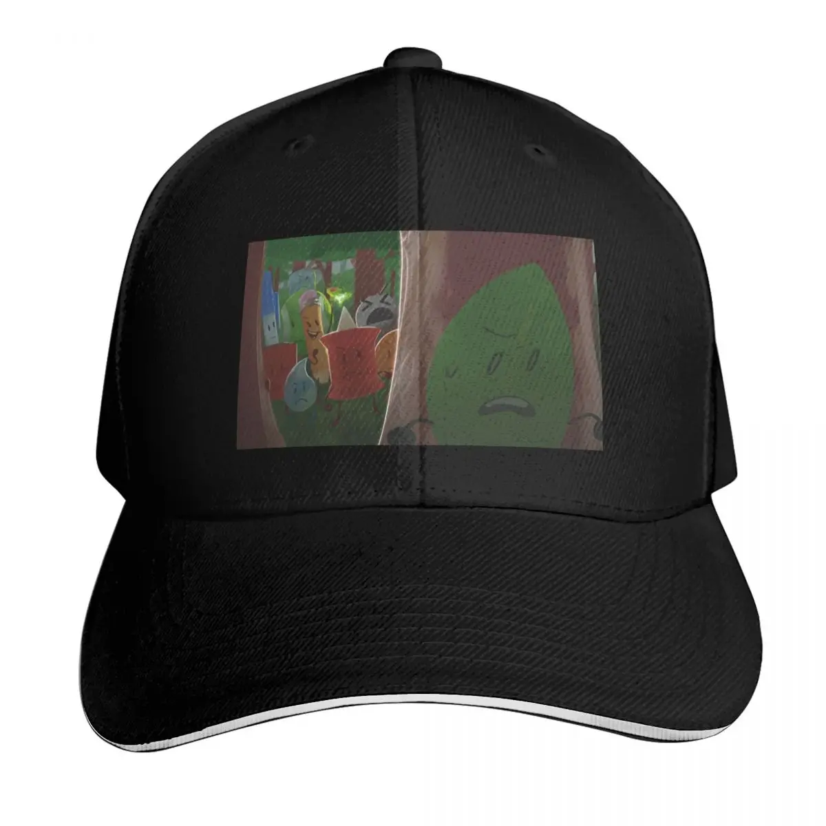 BFDI Leafy Chase Scene Baseball Cap Cotton Twill Breathable Contrast Two Tone Brim Snapback Flat Bill