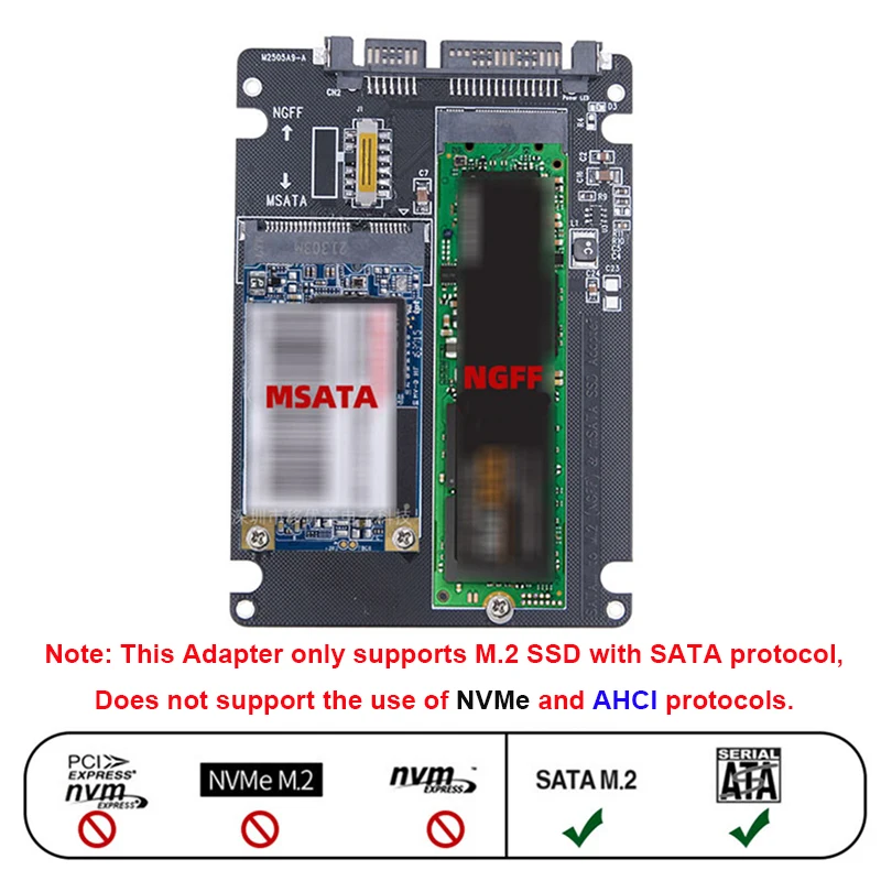 Coolcirc M.2 Converting Solid-state SSD to Sata3 External Hard Disk Box Ngff Msata to Serial Port Conversion Card Dual-use