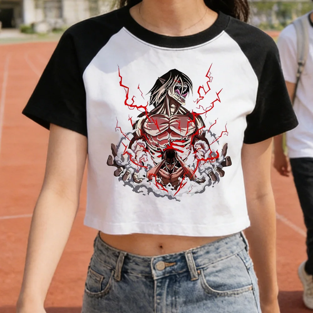 Attack on Titan crop top teen clearance sales japanese manga funny grunge t shirt party summer y2k jojifuku