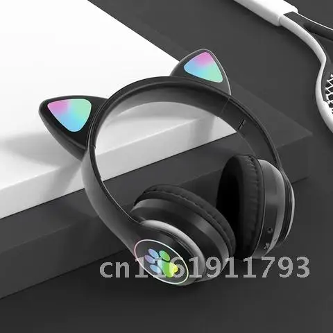 RGB Cat Ear Wireless Headphones Bass Noise Cancelling Adults Kids Girl Bluetooth Headsets Support TF Card Casco With microphone