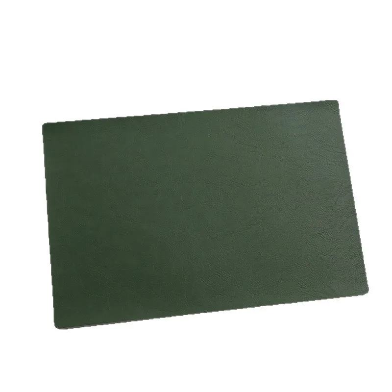 Square Leather Placemat Waterproof Double-Layer Cowhide Grain Western Solid Color Hotel Heat-Insulated Dining Table Mat Home Use