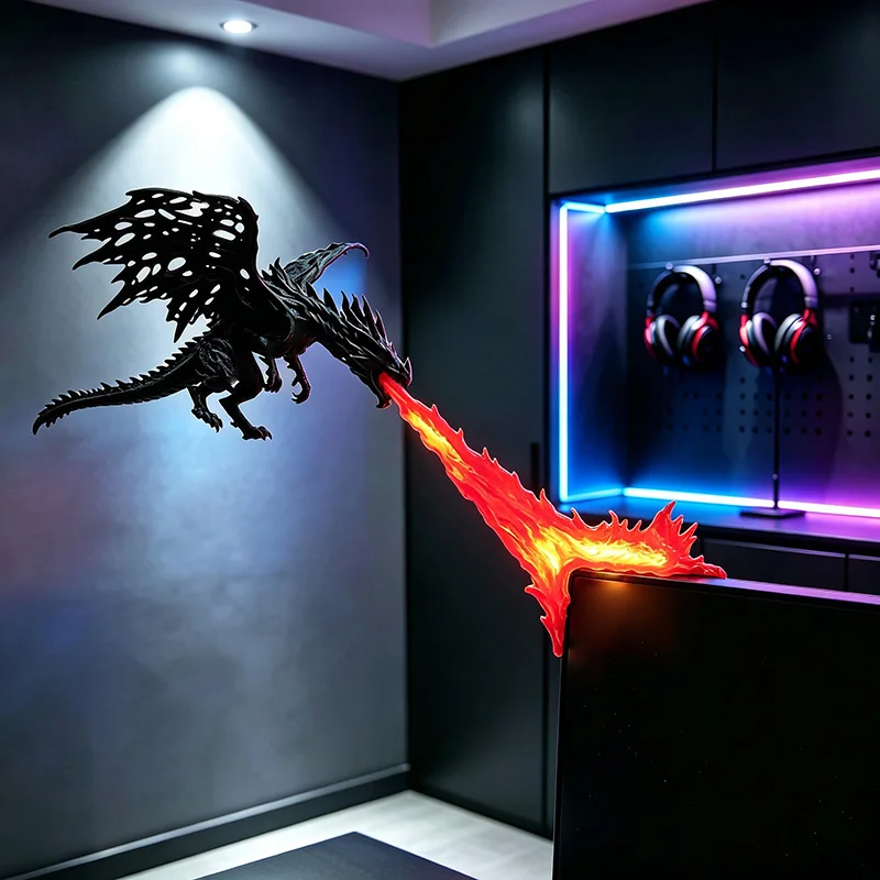 Undead Dragon Monitor Decor Ornament Fire Breath Dragon Statue Customizable Wholesale For Gaming Room Screen Display Decoration