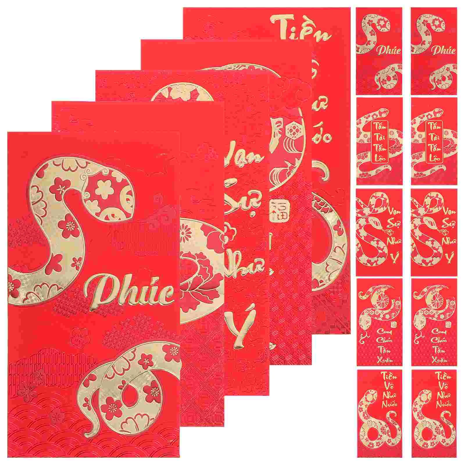 30 Pcs Year of The Snake Spring Festival Red Envelope Money Packet Envelopes Paper Bag Pouches for New