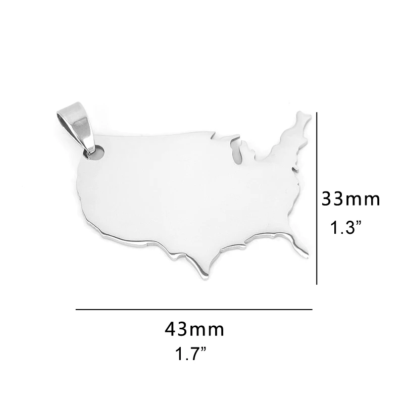 50pcs DIY jewelry mirror polished USA American map Pendant stainless steel Customize wholesale price