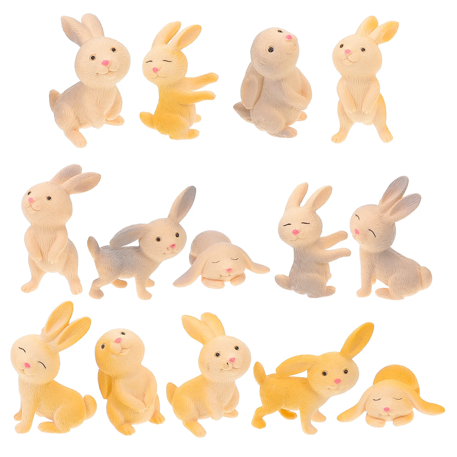 14 Pcs Decor Landscaping Ornaments Mini Rabbit Statue Photo Garden Decoration Tabletop