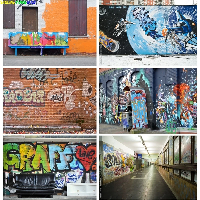 

Vinyl Custom Graffiti Theme Photography Backdrops Studio Props Vintage Brick Wall Photo Photography Background STO-03
