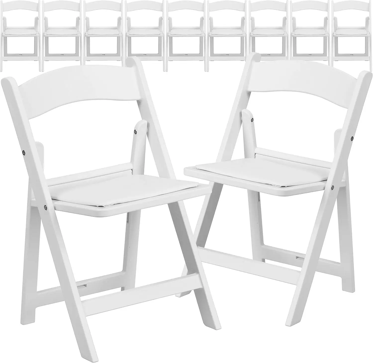 

Kids Folding Chairs Set of 11, White Padded Seats for Children's Events, 264-lb Weight Capacity