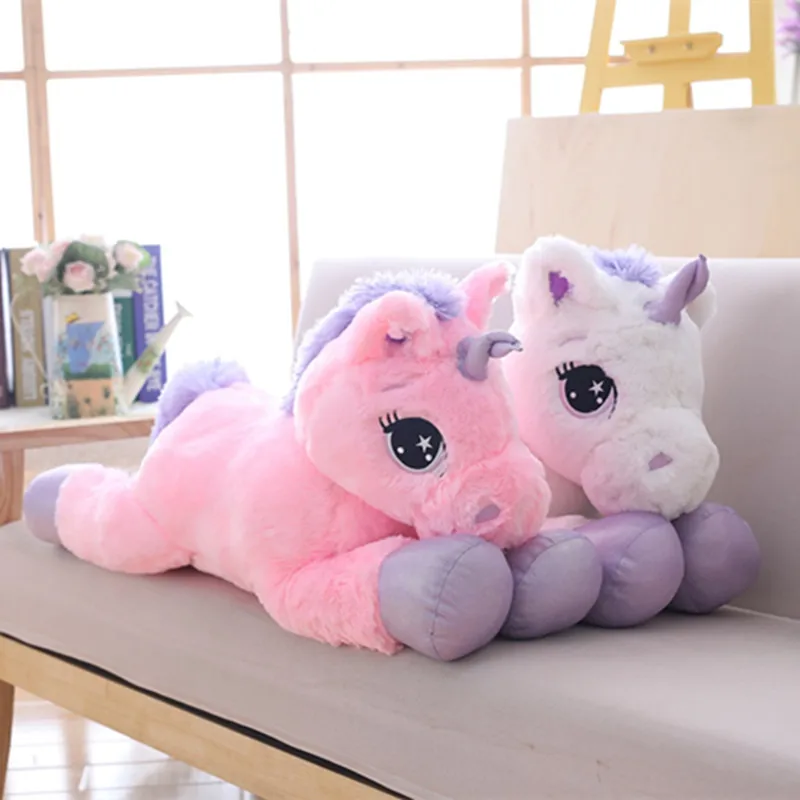 Giant Size 110/60cm Kawaii Unicorn Plush Toy Soft Stuffed Popular Cartoon Doll Animal Horse High Quality Toys For Children Girls