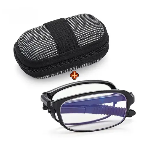Lunettes de lecture pliantes avec étui, Anti-lumière bleue, presbytie, unisexe, lunettes de poche portables pour hommes et femmes