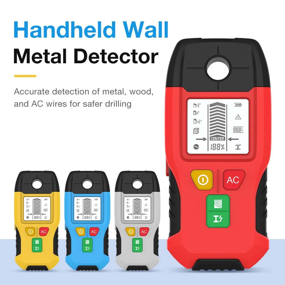 WH-100 Stud Finder LCD Display Wall Scanner Positioning Hole for Center & Edge of Wood AC Wire Metal Studs Joist Pipe
