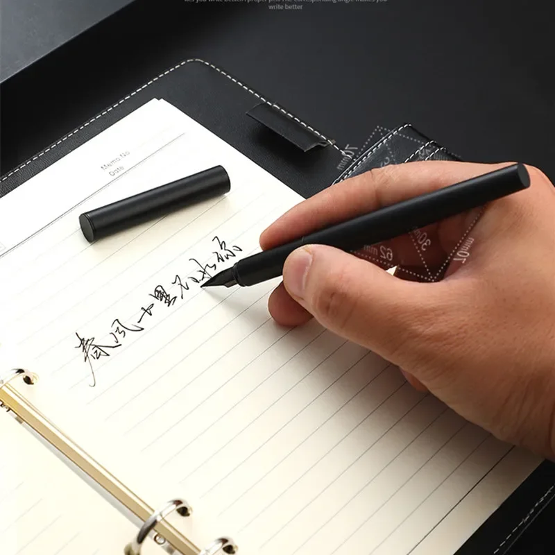 

Высокое качество 0,38 мм перьевая ручка с очень тонким наконечником из нержавеющей стали чрезвычайно черный металл деловые офисные ручки для письма и каллиграфии