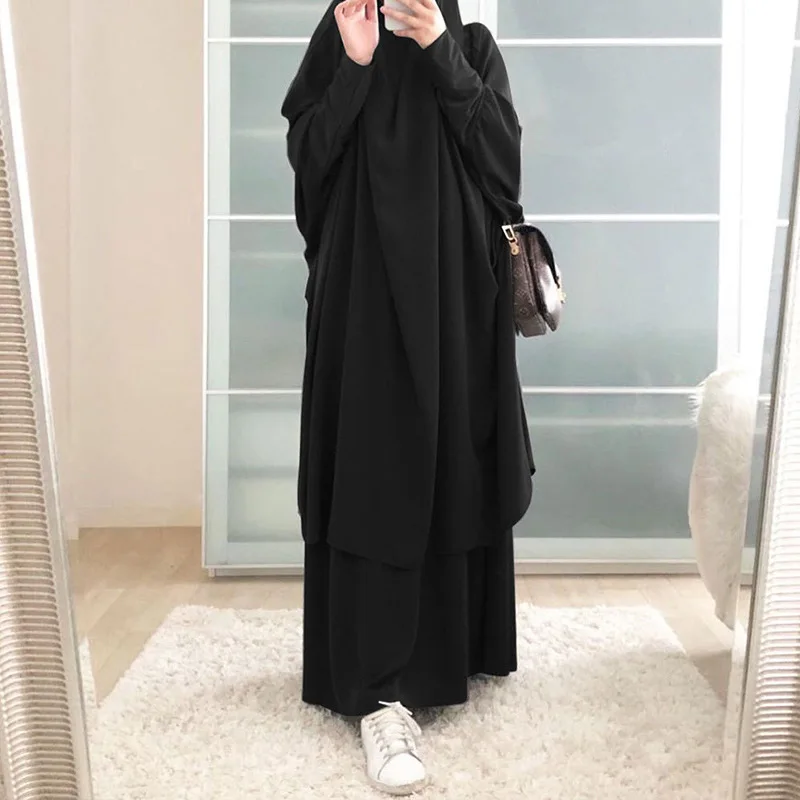 2 قطعة مجموعات مسلمة المرأة الإسلامية متواضعة خيمار الحجاب عباية جلباب الخفافيش فستان النقاب بوركا خيمار الدفع عبر الإنترنت صنع نيدا البدلة