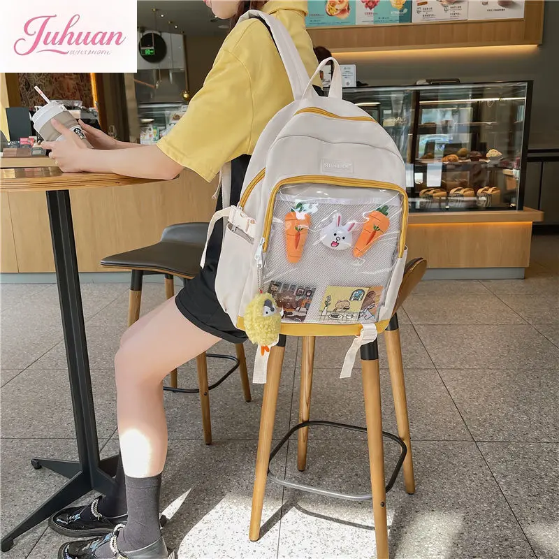 2025 Fashion Popular ItaBag High-capacity Canvas Transparent Backpacks for Women Teenage Girls Clear School Bag сумка Bolsas