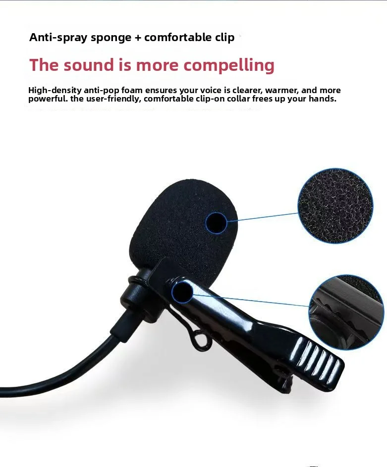 Wired Omnidirectional Lavalier Mic 3.5mm Clip On 6m Cable High Sensitivity for Smartphone DSLR Interview Video Recording