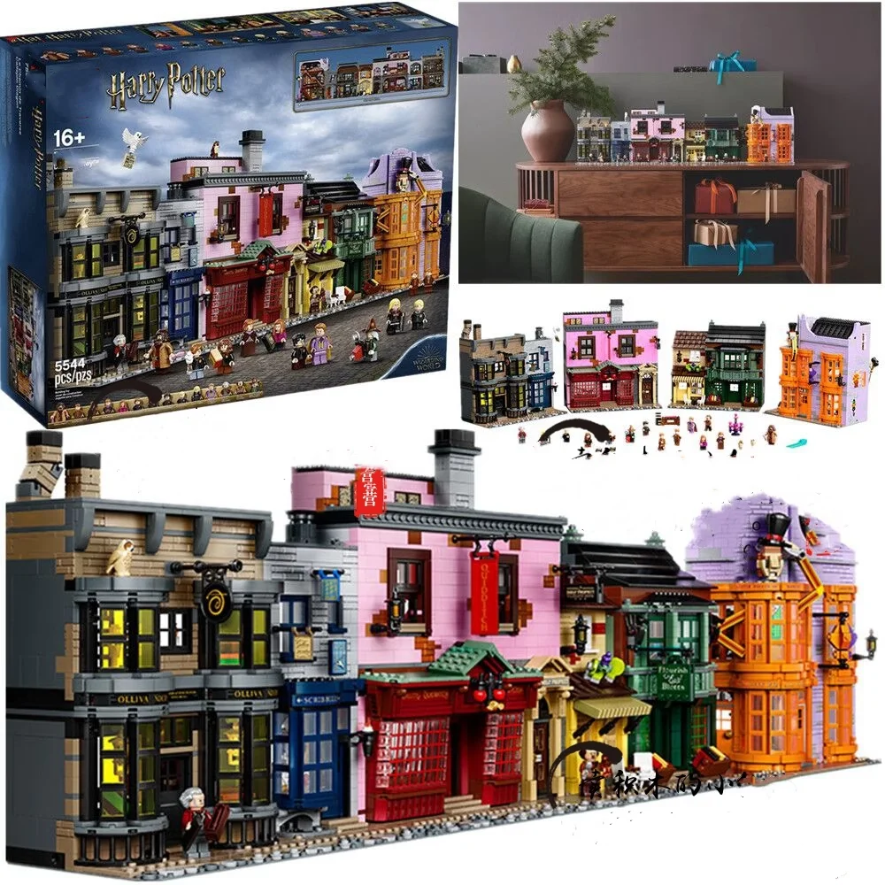 

5544 Pcs Juego de películas Harry Wizarding World Shops Diagon Alley 75978 modelo de bloques de construcción juguete regalos de