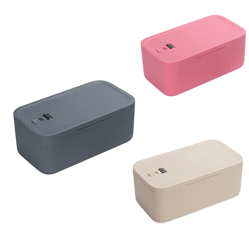 PTST Lockable Storage Box, Locking Medicine Box, Cell Phone Locked Jail, Containers Bin For Personal Refrigerator Home