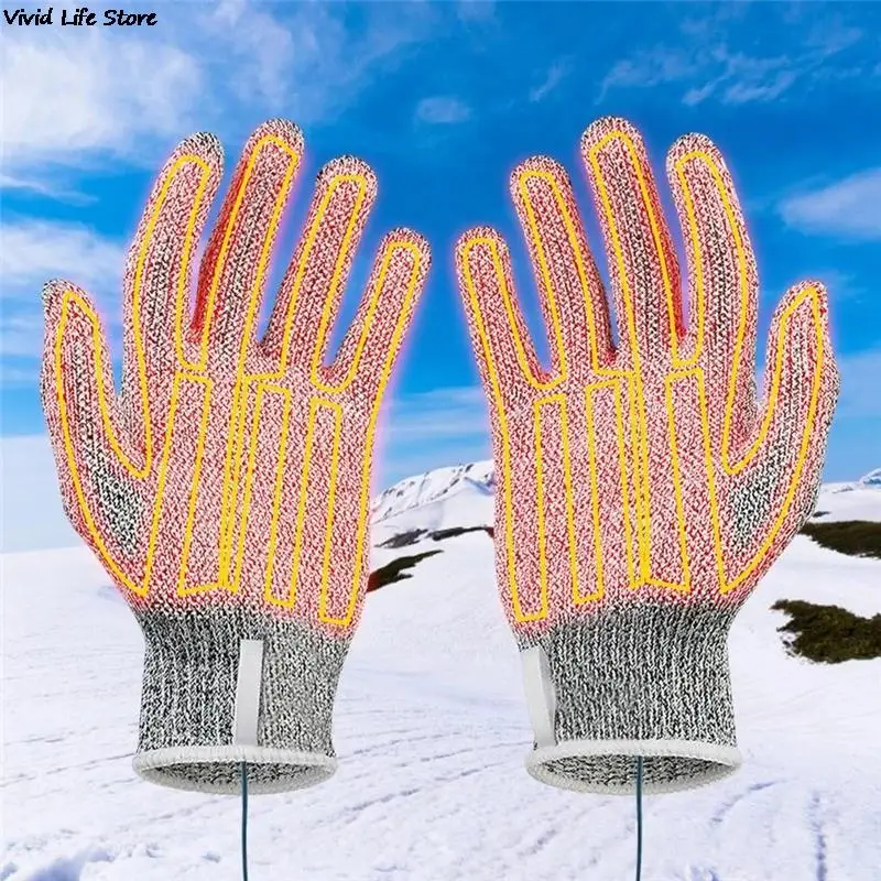 USB Heated Gloves Pad Winter Warm Five-Finger Gloves Heating Pad Electric Heating Film Glove Heating Sheet for Skiing Cycling