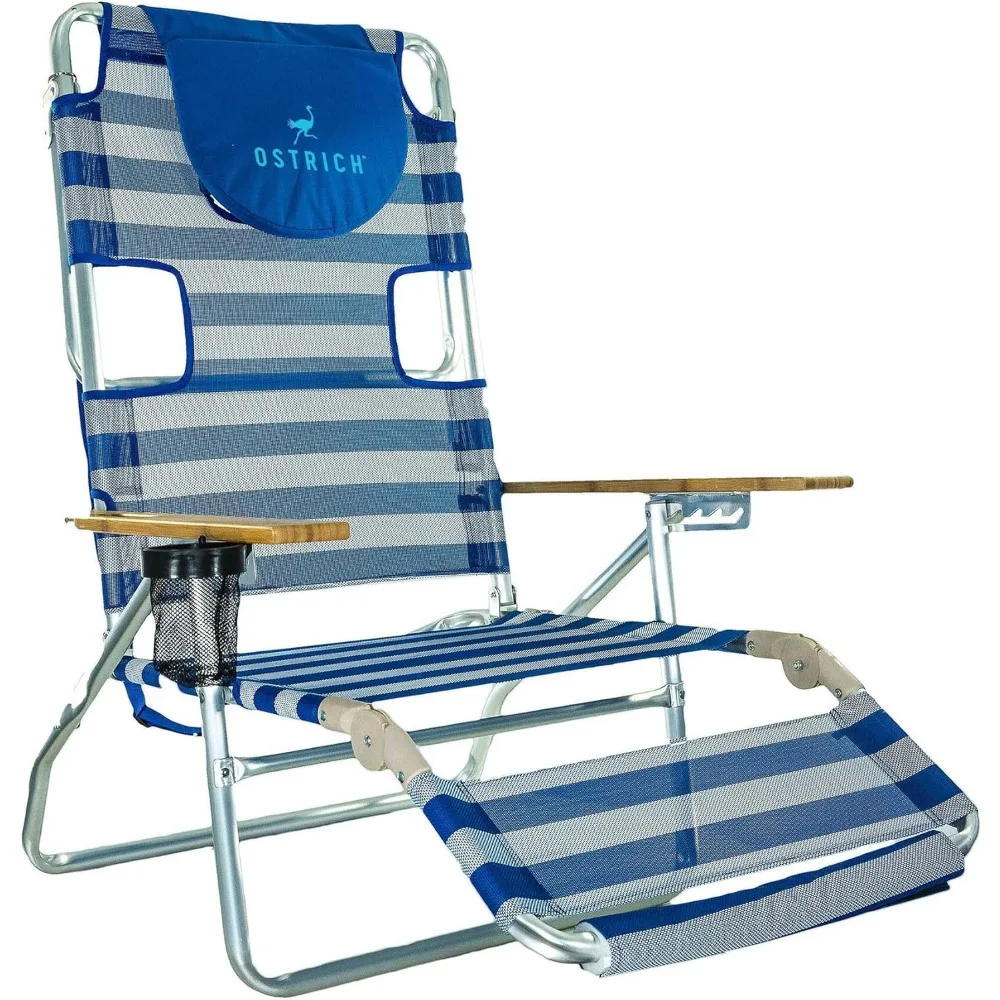 3N1 Lightweight Lawn Beach Reclining Lounge Chair with Footrest, Outdoor Furniture for Patio, Balcony, Backyard, or Porch, Blue