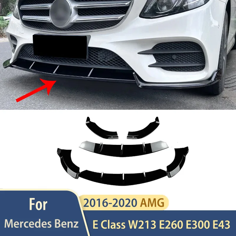 

AMG 2016-2020 For Mercedes Benz E Class W213 E260 E300 E43 Car Front Bumper Lower Spoiler Accessories Diffuser Splitters BodyKit