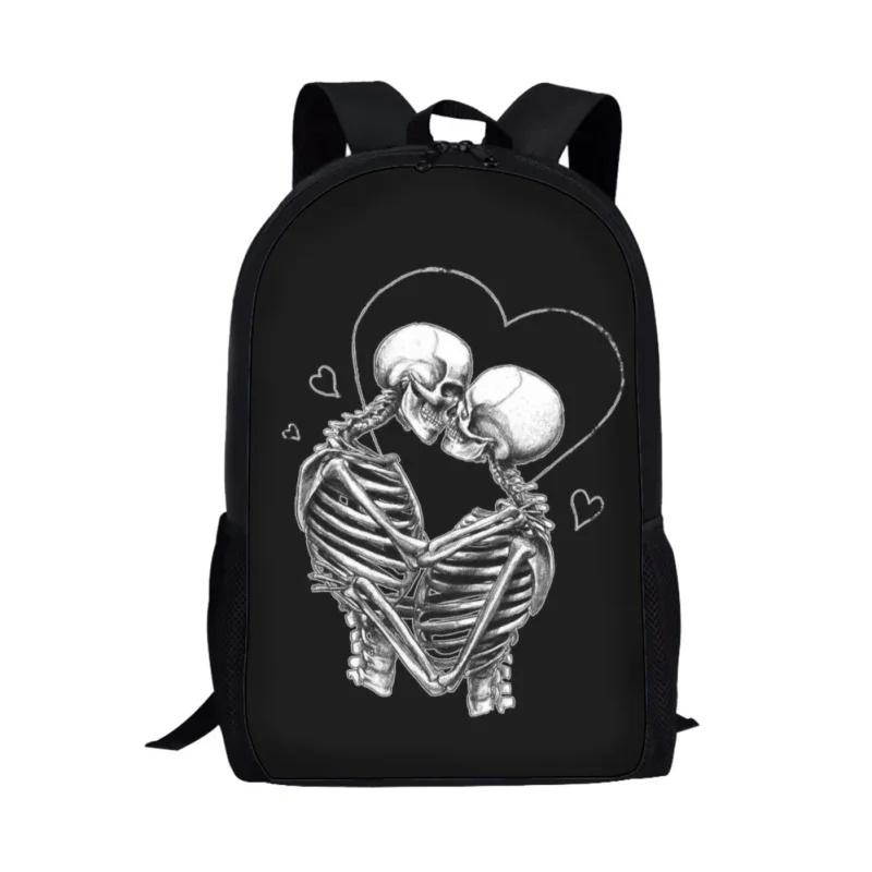 Zaino con Design teschio nero borsa da scuola per bambini ragazze ragazzi moda studenti Bookbag adolescente zaino Casual quotidiano zaini da viaggio