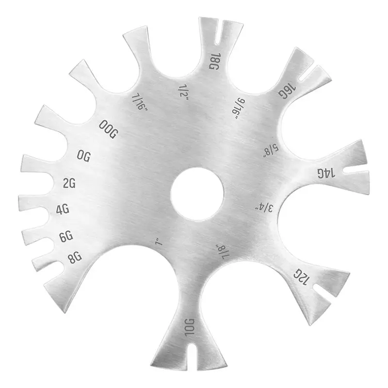 

Инструмент для определения размера украшений для тела AAAN, измерительное оборудование из нержавеющей стали для пирсинга, аксессуары для пирсинга тела.