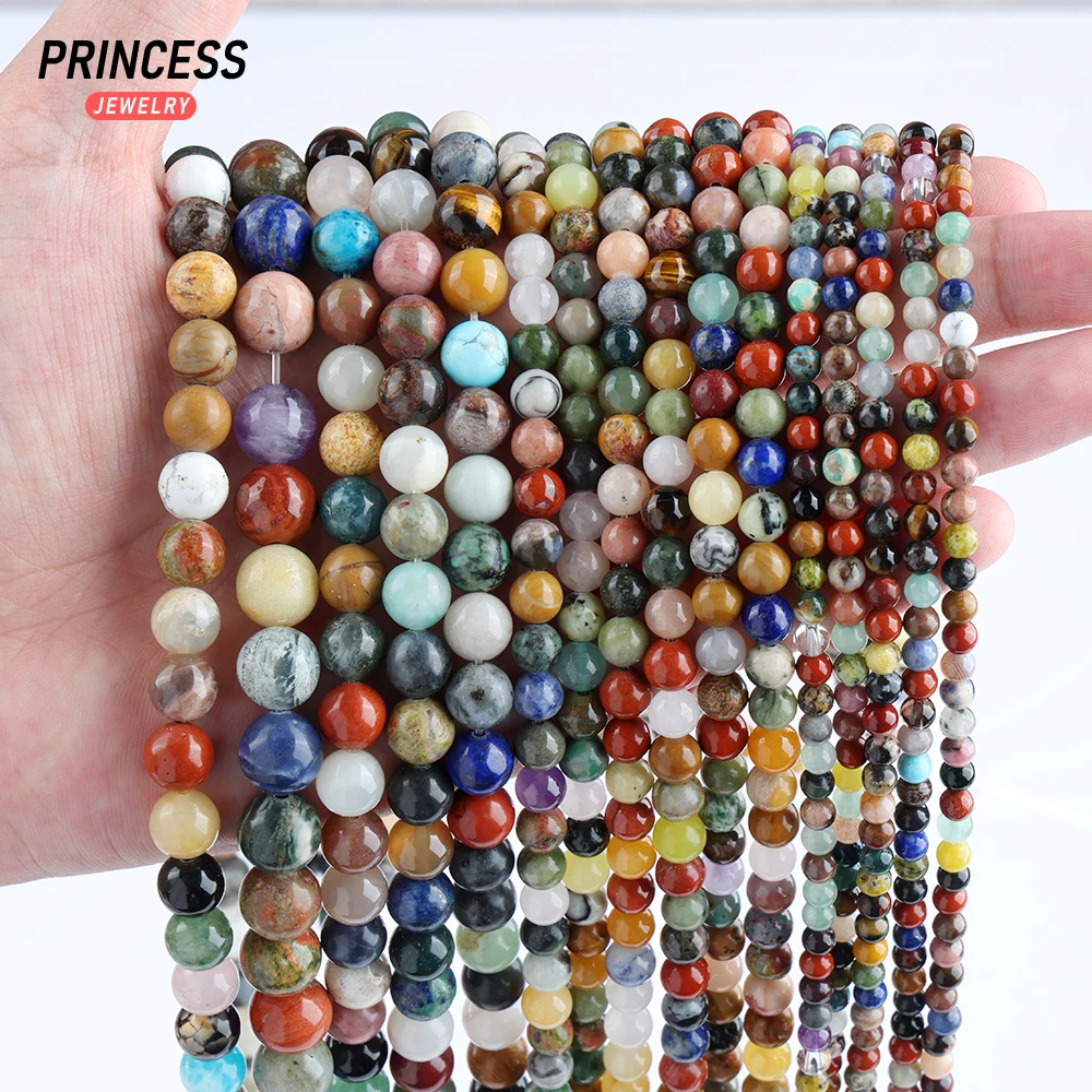 A+ Mix 20 kinds of natural Stones, Duobao Stone Beads for Jewelry Making Labradorite Amethyst Lapis Jasper Agate Tiger eye