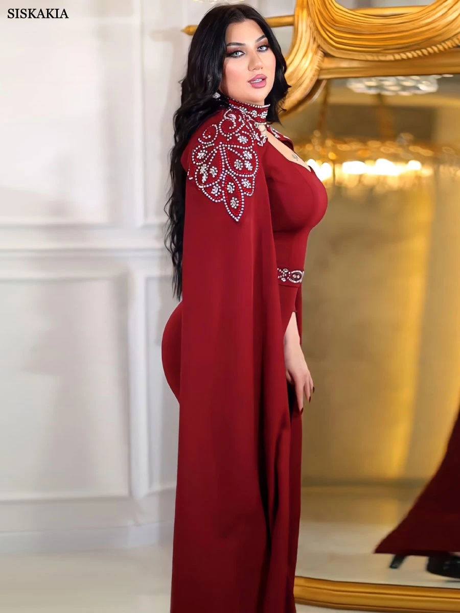 Siskakia-vestido elegante de Dubai para mujer, ropa árabe africana marroquí de Oriente Medio, Abayas de fiesta de noche con diamantes, moda saudita, 2024