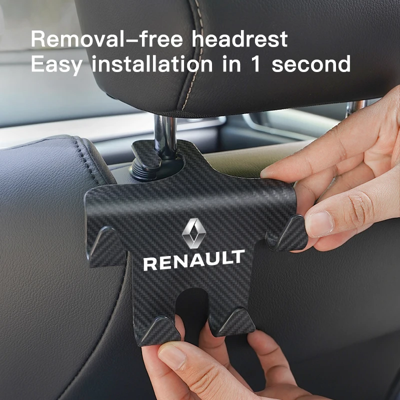 Car Seat Back Hook Phone Holder Portable Storage Holder For Renault ZOE QM6 Austral Kardian Rafale Kangoo Arkana Clio Koleos