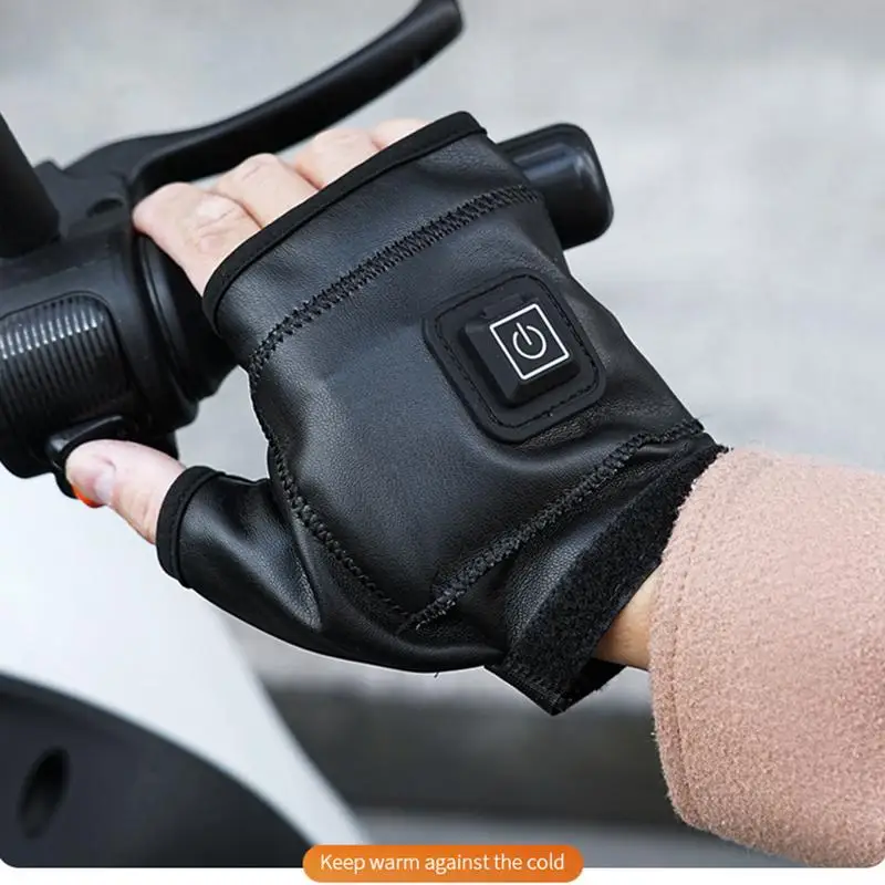 2000mah Rechargeable Electric Heating Gloves Winter Half Finge Hand Warmer Motorcycle Cycling Mittens Heated Gloves For Skiing