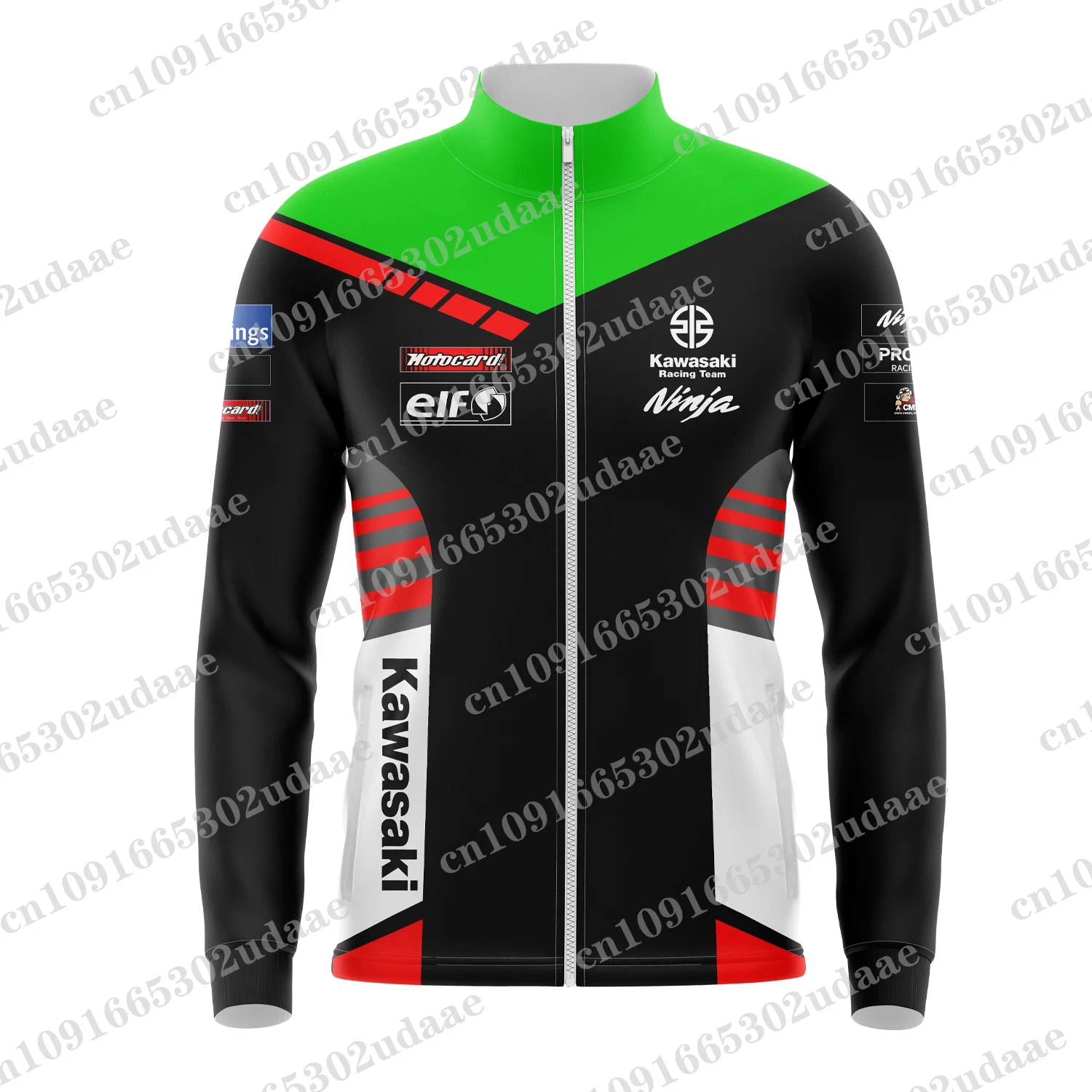 Spring and Autumn Men\'s Kawasaki Motorcycle Racing Competition Street Leisure Sports Zipper Collar Jacket Sportswear