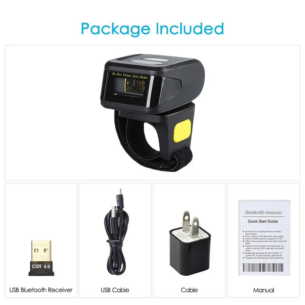 EYOYO EY-R30L 1D Barcode Scanner Bluetooth Ring Wireless Mini Finger Barcode Reader 1D Barcode Scanners Android IOS Windows
