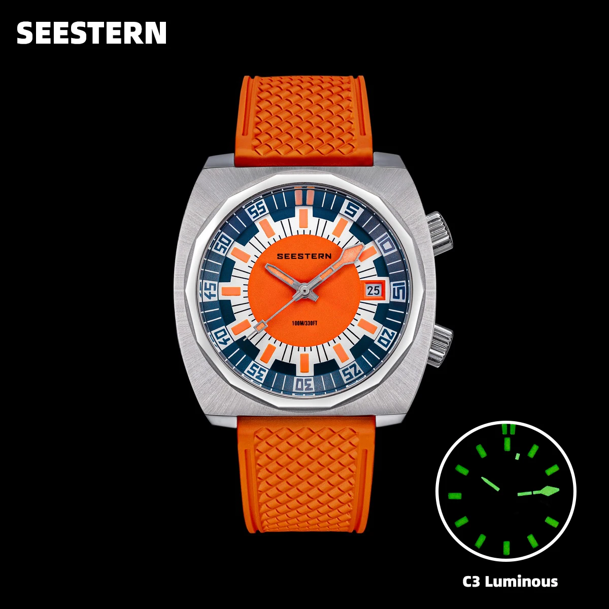 SEESTERN Mens Watch Diver Automatic Mechanical Wristwatches Miyota 8215 Movement Luminous Sapphire Crystal Waterproof Bezel S471
